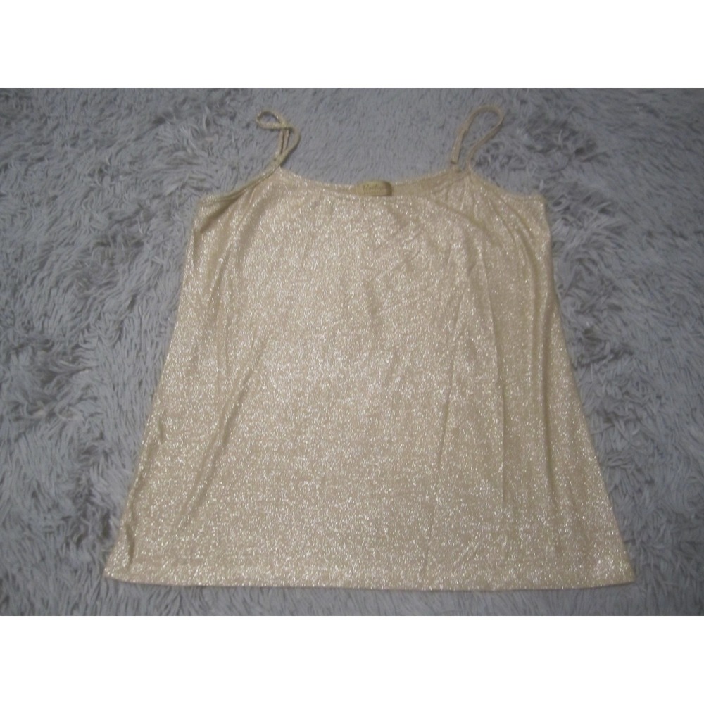 Boutique Essentials Top Womens Large Gold Sleeveless Spaghetti Strap Tank
